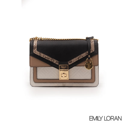 MIXED COLOR CROSSBODY BAG WITH FLAP DETAILS-MED