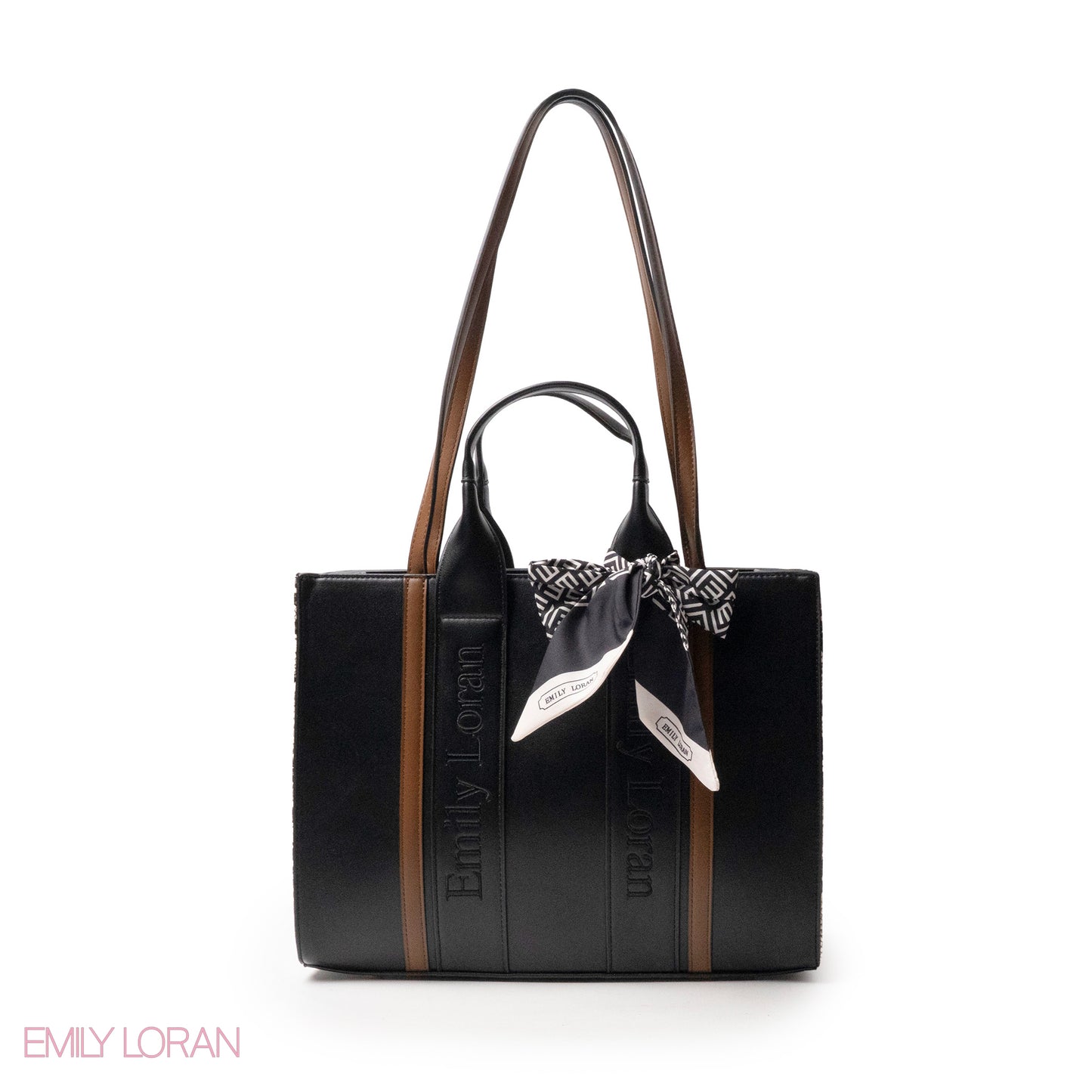 SPECIAL DESIGN LEATHER HANDBAG WITH SCARF - LARGE