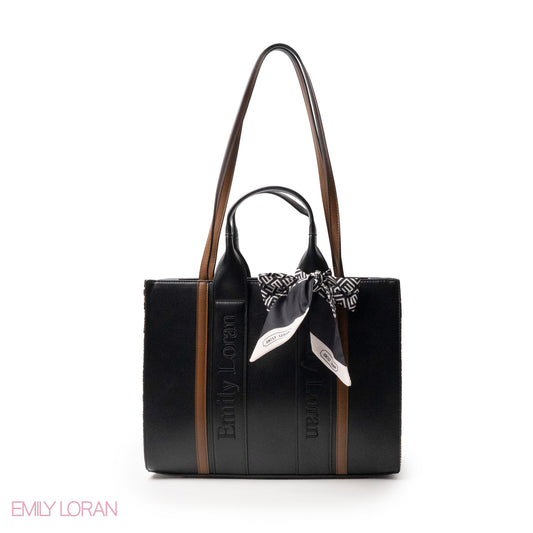 SPECIAL DESIGN LEATHER HANDBAG WITH SCARF - LARGE