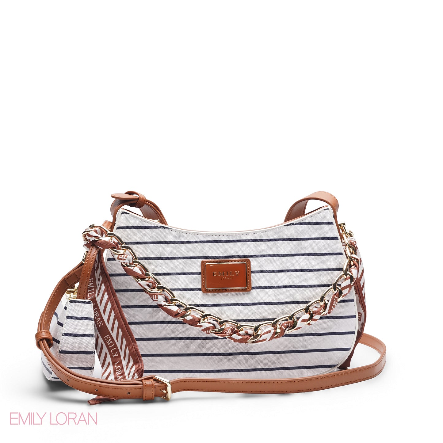 NAVY STRIPED WITH NAVY MINI BAG & SCARF - MED