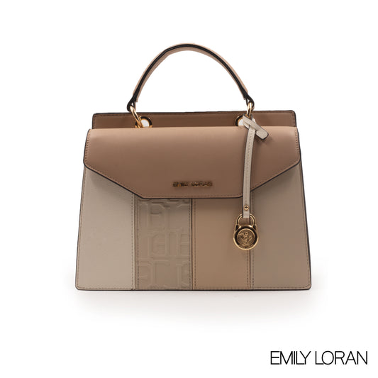 DIFFERENT DESIGN EMILY LORAN LEATHER HANDBAG WITH LOCK DETAILS -MED