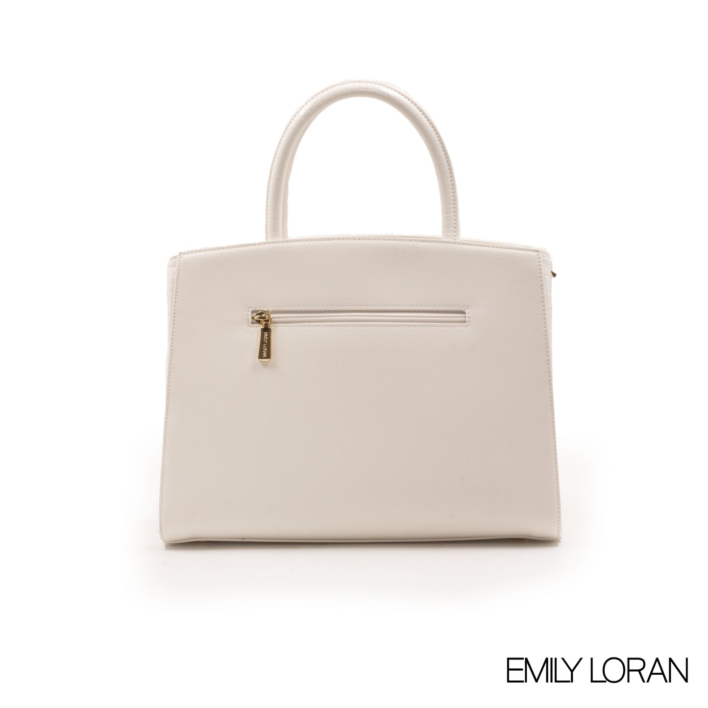 WHITE LEATHER HANDBAG WITH CHAIN DETAIL-MED