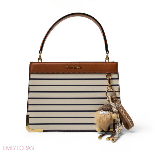 MATTE SMOOTH LEATHER HANDBAG WITH ACCESSORIES -MED