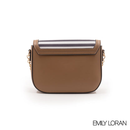 STRIPED NAVY CROSSBODY BAG WITH METAL CHAIN-SMALL