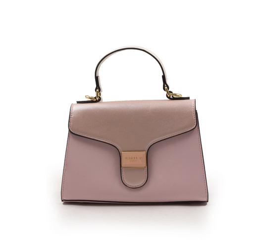 SMOOTH LEATHER HANDBAG WITH PINK FLAP-SMALL