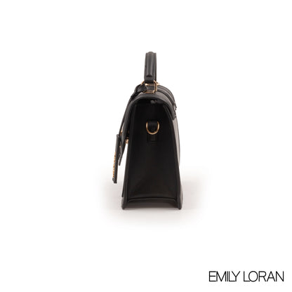MODREN BLACK LEATHER EMILY LORAN HANDBAG-MED