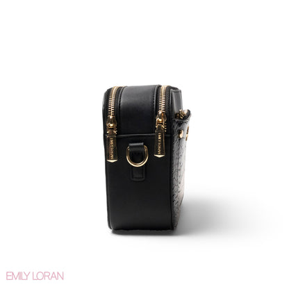 CROC LEATHER CROSSBODY WITH SNAKE DETAIL TOUCH - SMALL