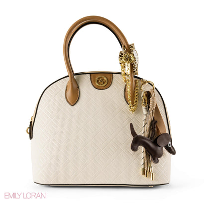 EMILY LORAN EMBOSSED LEATHER HANDBAG WITH ACCESSORIES- LARGE