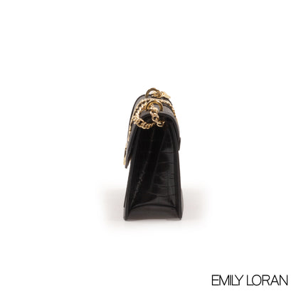 LEATHER CROSSBODY BAG WITH SNAKE DETAILS- SMALL