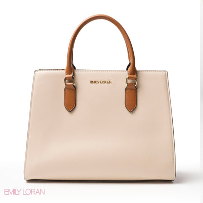 MIXED-COLOR LEATHER HANDBAG WITH WALLET - LARGE