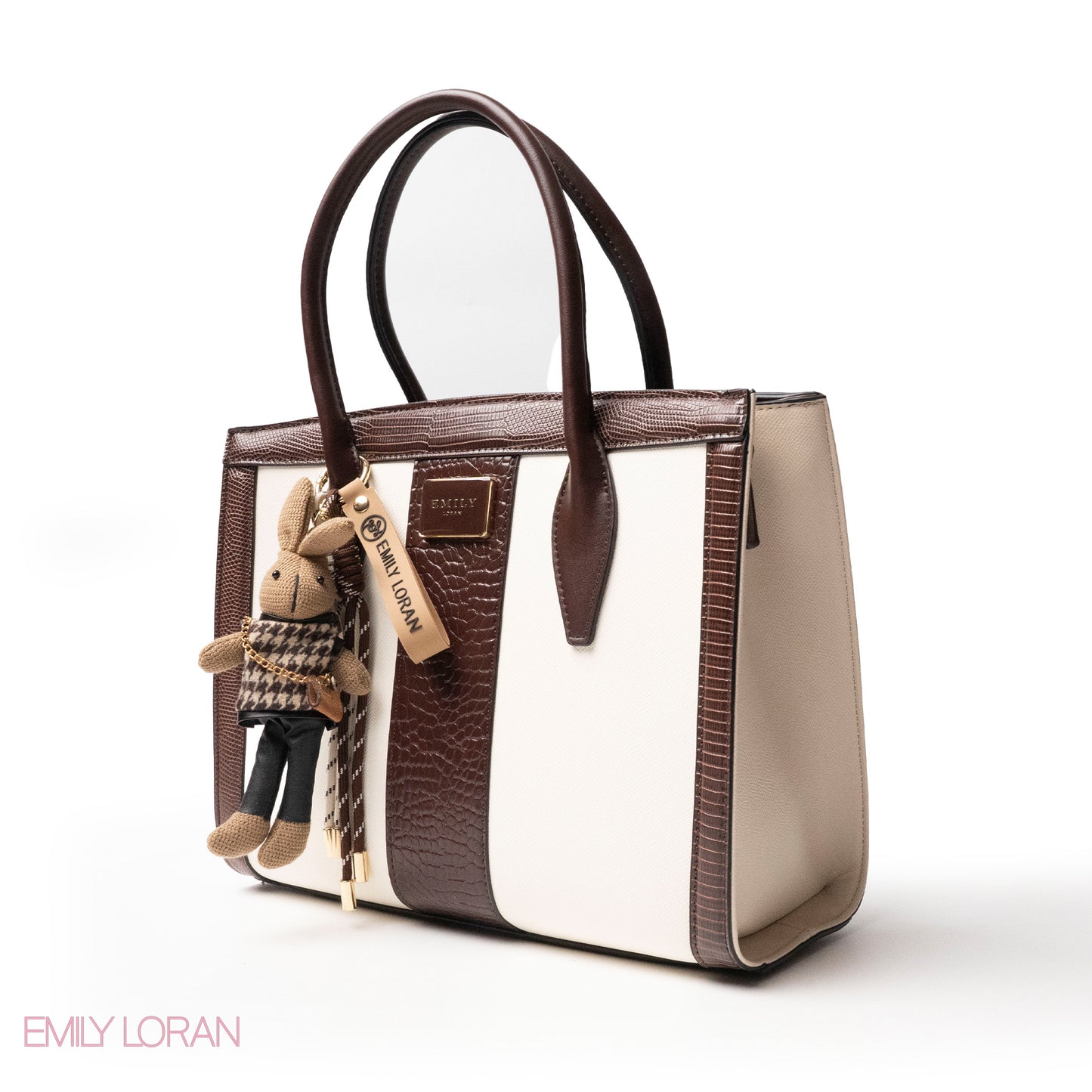 BROWN SMOOTH LEATHER HANDBAG WITH ACCESSORIES - LARGE