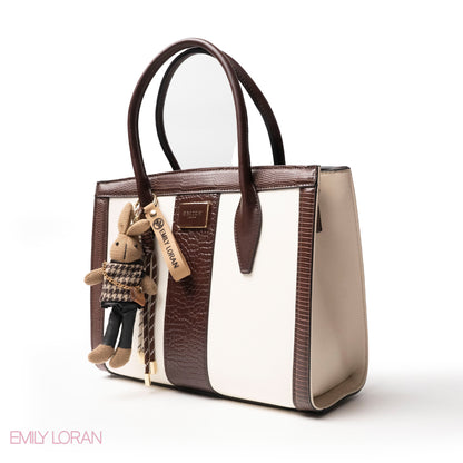 BROWN SMOOTH LEATHER HANDBAG WITH ACCESSORIES - LARGE