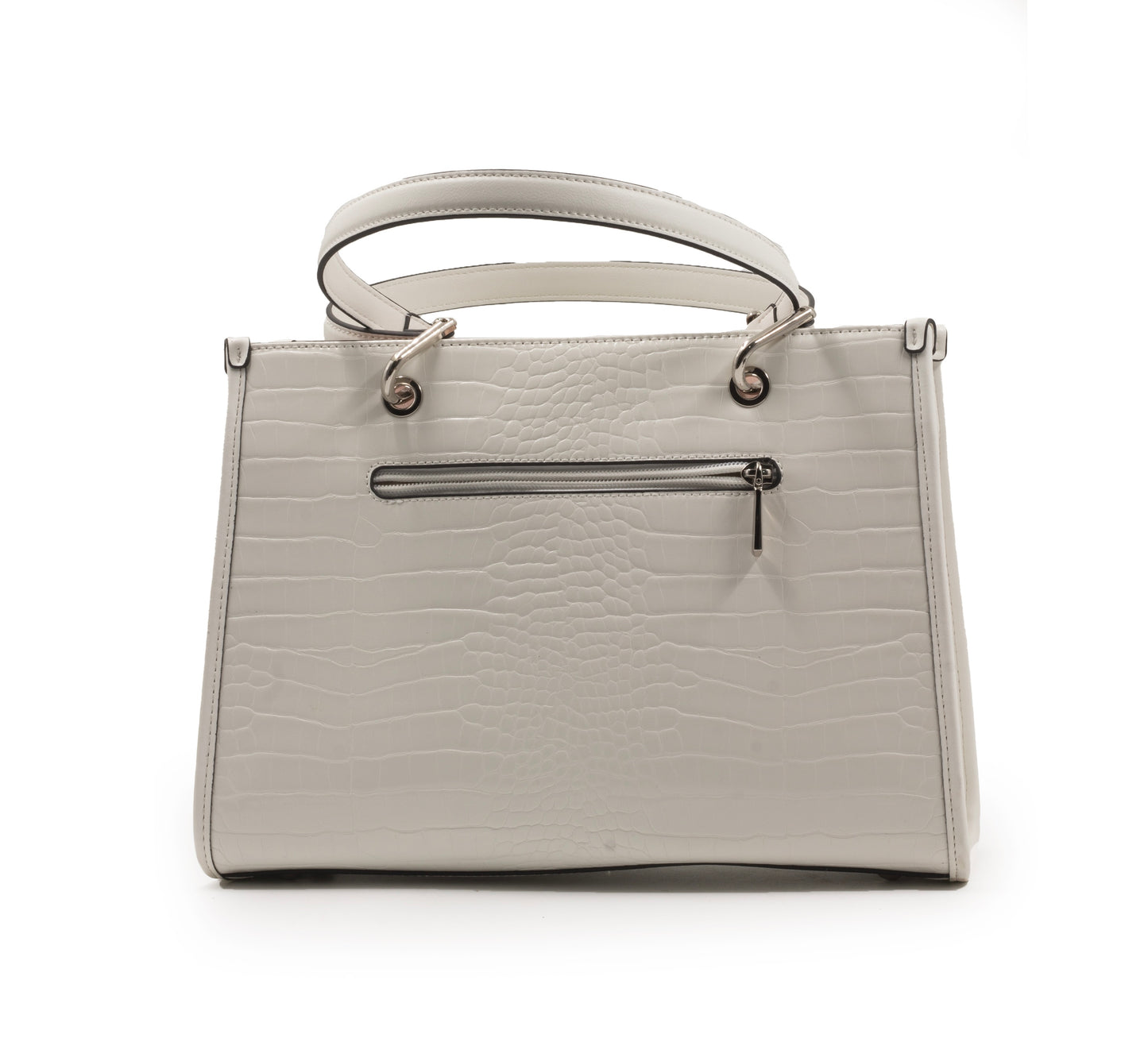 WHITE SHINY LEATHER HANDBAG WITH METAL CHAIN-LARGE
