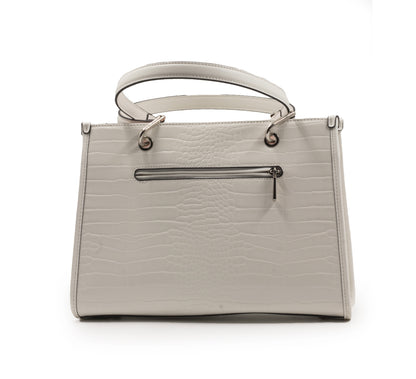 WHITE SHINY LEATHER HANDBAG WITH METAL CHAIN-LARGE