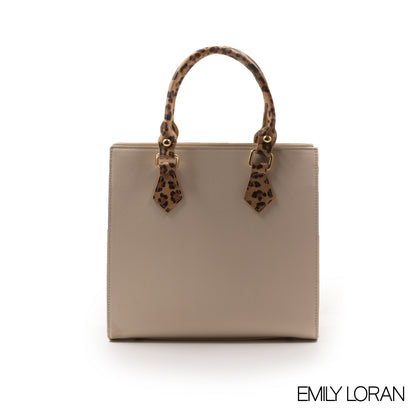 FOX SMOOTH LEATHER HANDBAG WITH LEOPARD PRINT TRIM-MED