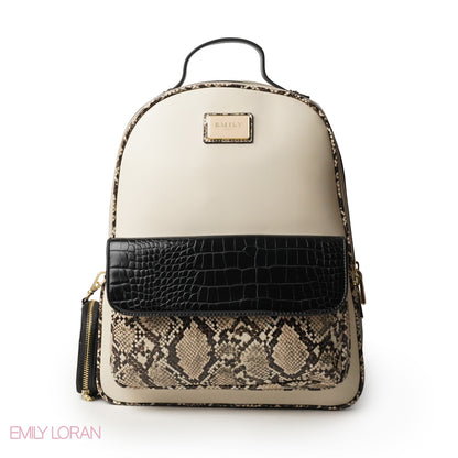 BLACK LEATHER BACKPACK WITH MINI SNAKE WALLET