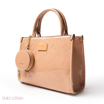 CLASSIC GLOSSY LEATHER PATTERNED HANDBAG - MED