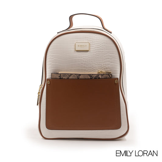 WHITE CROC SMOOTH LEATHER BACKPACK