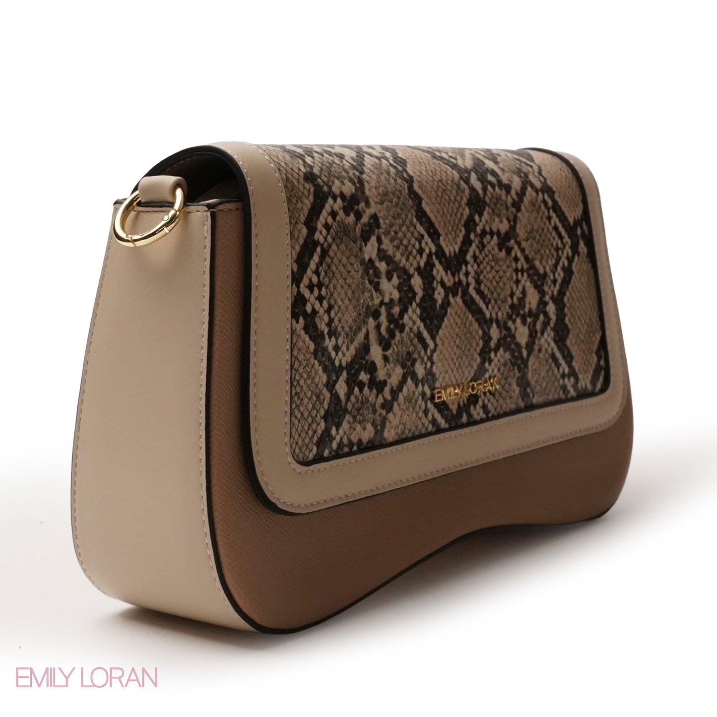 LEATHER CROSSBODY WITH SNAKE PRINT- SMALL