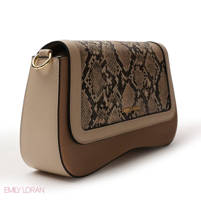 LEATHER CROSSBODY WITH SNAKE PRINT- SMALL