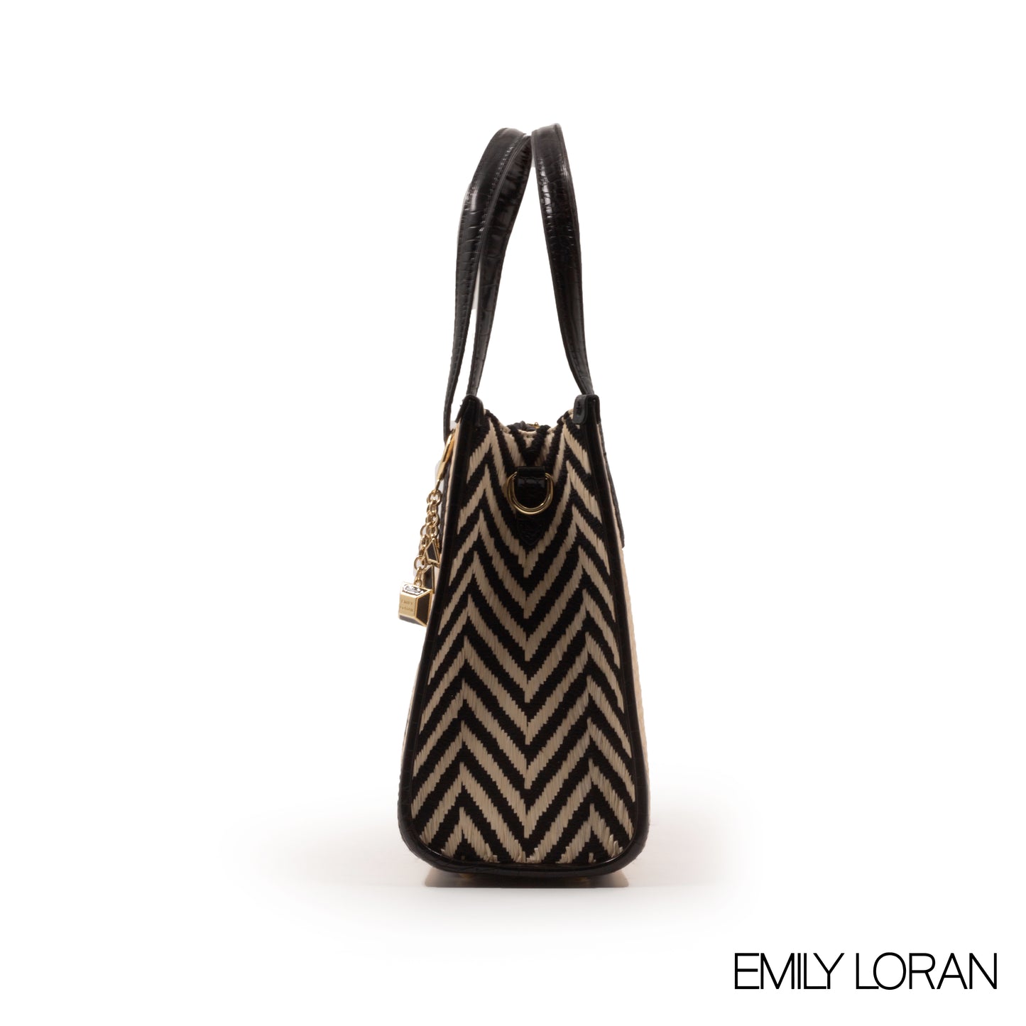 WOVEN FABRIC WITH CHEVRON PATTERNS BAG -MED