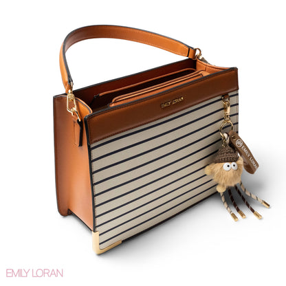 MATTE SMOOTH LEATHER HANDBAG WITH ACCESSORIES -LARGE