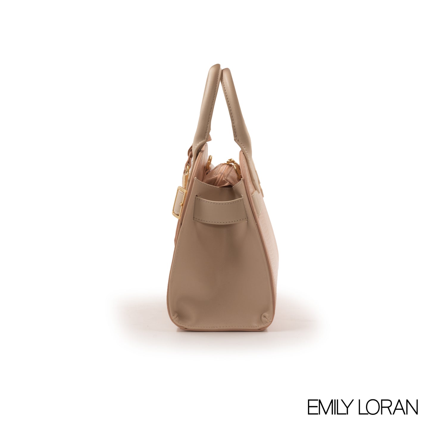 PINK SNAKE LEATHER HANDBAG WITH GOLD LOCK DETAIL-MED