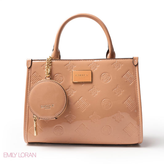 CLASSIC GLOSSY LEATHER PATTERNED HANDBAG - MED