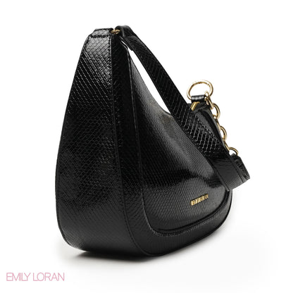 MODERN GLOSSY LEATHER SHOULDER BAG WITH MINI WALLET -SMALL