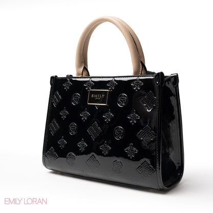 CLASSIC GLOSSY LEATHER PATTERNED HANDBAG - MED