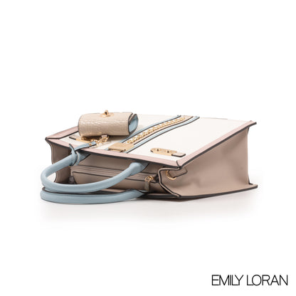 WHITE CROC LEATHER HANDBAG WITH MINI WALLET -LARGE