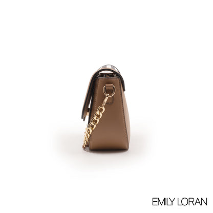 STRIPED NAVY CROSSBODY BAG WITH METAL CHAIN-SMALL