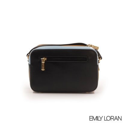 SMOOTH LEATHER CROSSBODY BAG WITH CROC ACCENT -SMALL