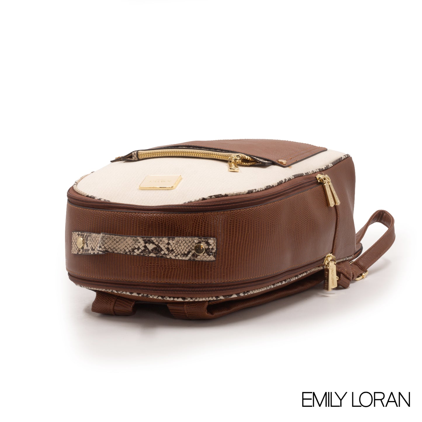 FABRIC BEIGE BACKPACK WITH SNAKE DETAILS