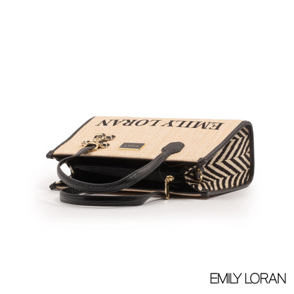 WOVEN FABRIC WITH CHEVRON PATTERNS BAG -MED