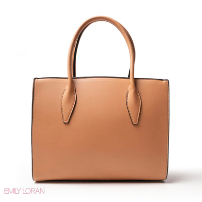 LIGHT COLORS SMOOTH LEATHER HANDBAG WITH ACCESSORIES - LARGE