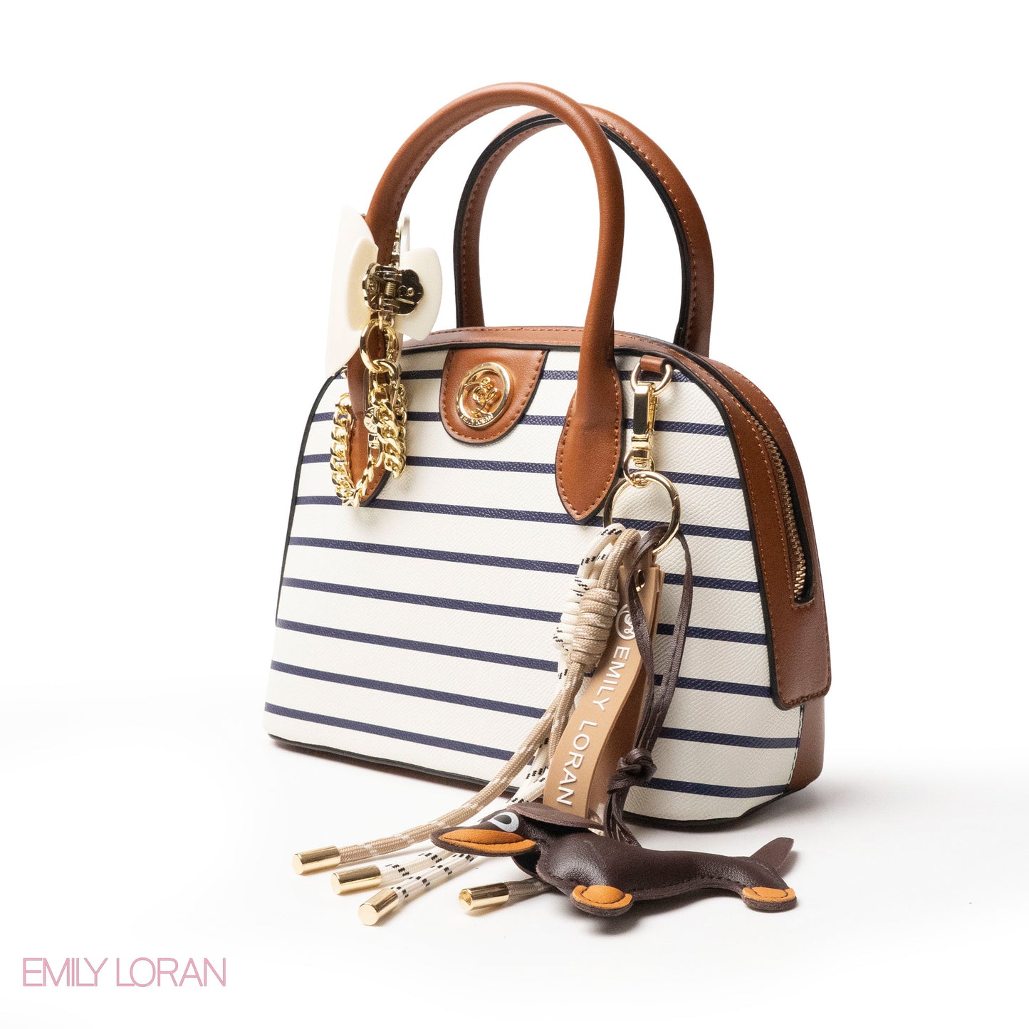 EMILY LORAN EMBOSSED LEATHER HANDBAG WITH ACCESSORIES -SMALL