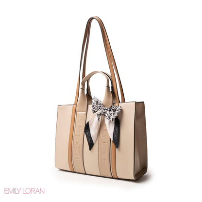 SPECIAL DESIGN LEATHER HANDBAG WITH SCARF - LARGE