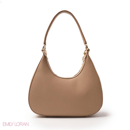 MODREN BEIGE LEATHER HANDBAGWITH METAL CHAIN - MED