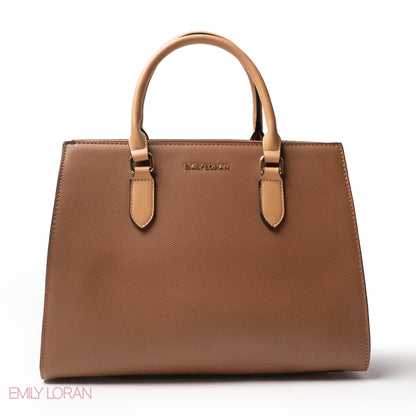 MIXED-COLOR LEATHER HANDBAG WITH WALLET - LARGE