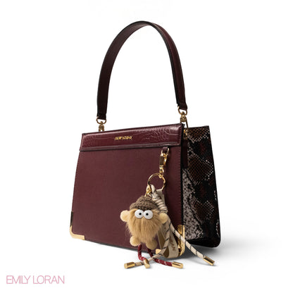 MATTE SMOOTH LEATHER HANDBAG WITH ACCESSORIES -MED