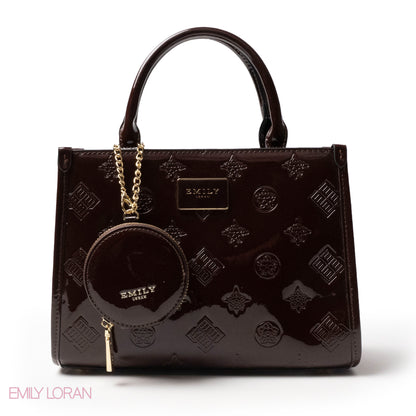 CLASSIC GLOSSY LEATHER PATTERNED HANDBAG - MED