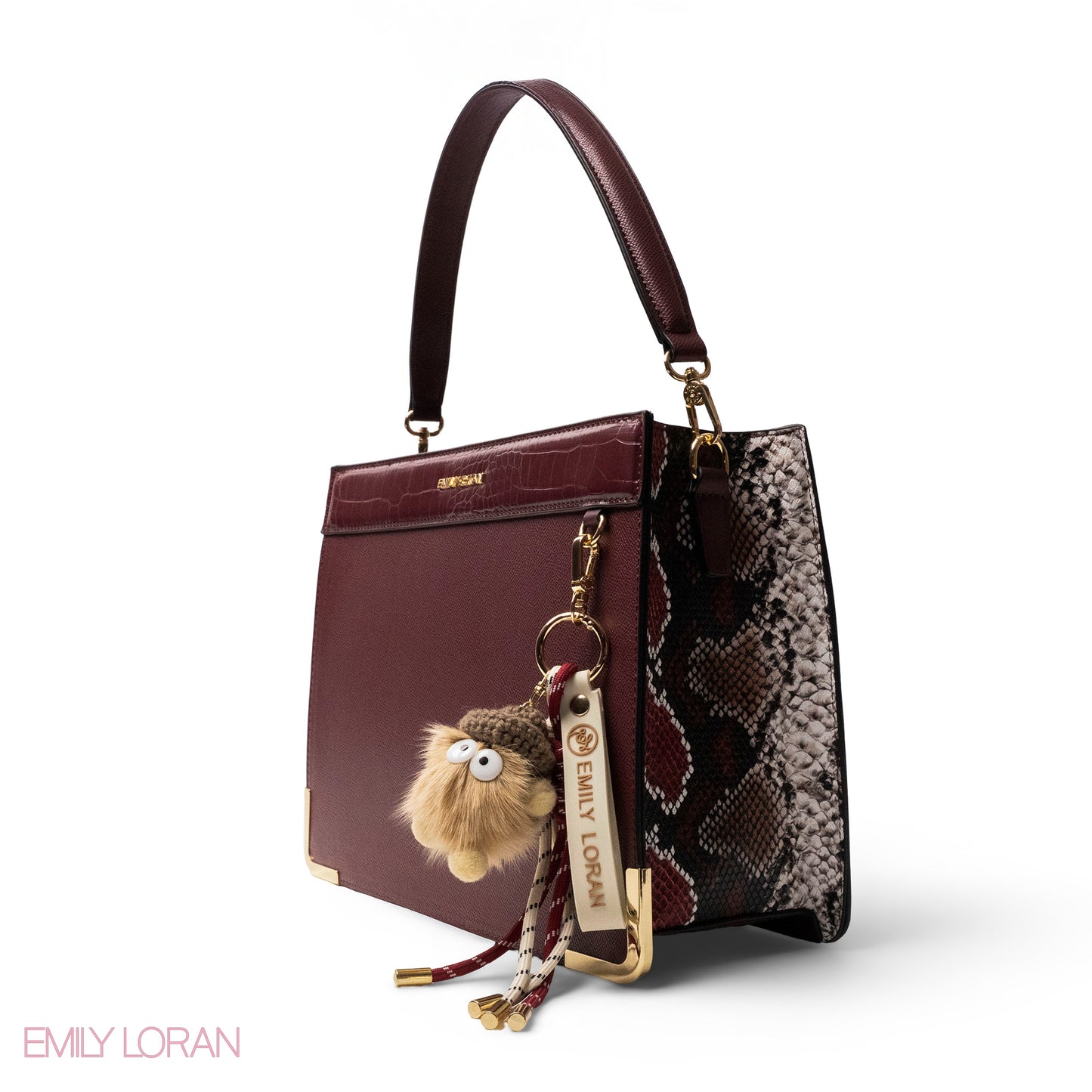 MATTE SMOOTH LEATHER HANDBAG WITH ACCESSORIES -LARGE