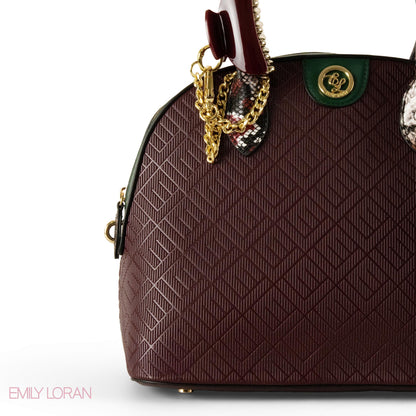 EMILY LORAN EMBOSSED LEATHER HANDBAG WITH ACCESSORIES-LARGE