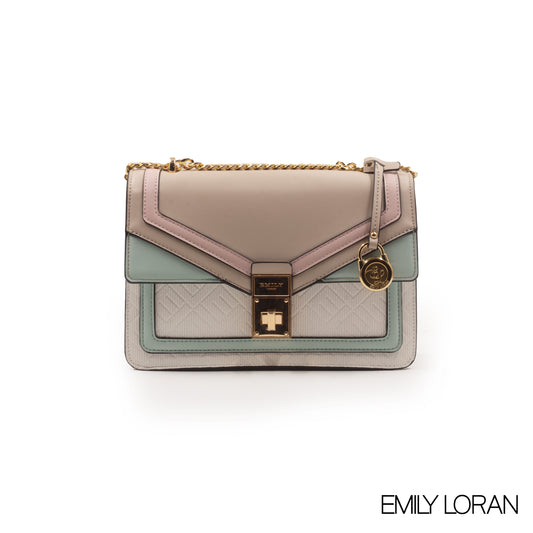 MIXED COLOR CROSSBODY BAG WITH FLAP DETAILS-MED