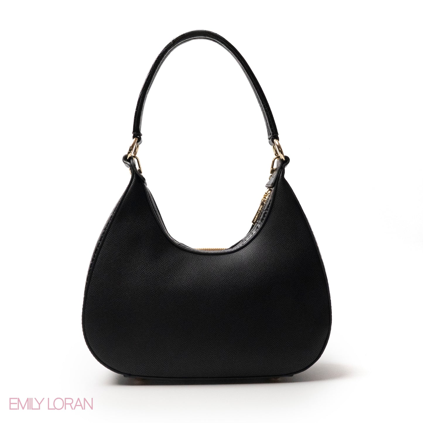 MODREN BLACK LEATHER HANDBAGWITH METAL CHAIN - MED
