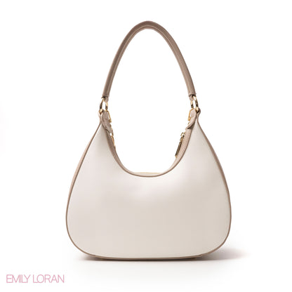 MODREN WHITE LEATHER HANDBAGWITH METAL CHAIN - MED