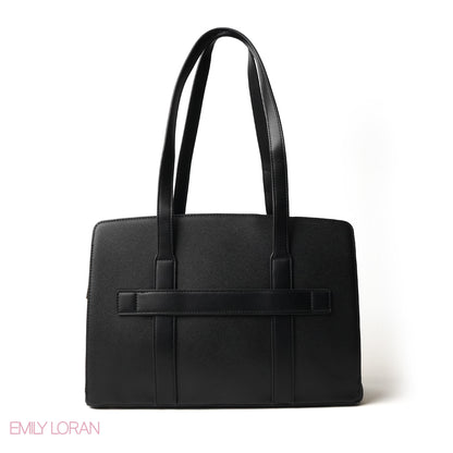 SHOPPING LEATHER SHOULDERS BAG WITH BLACK TRIM - LARGE