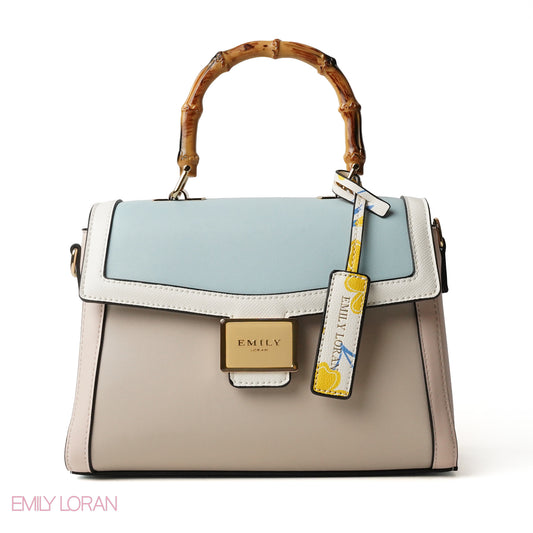 NUDE WITH BOMBOO HANDLE SOFT LEATHER - MEDIUM