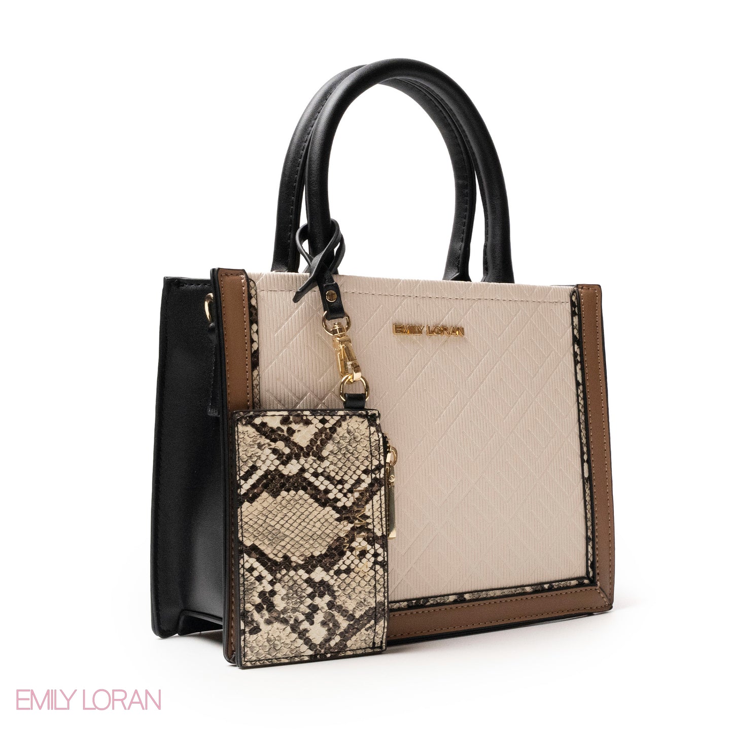 LEATHER HANDBAG WITH SNAKE DETAIL TOUCH -SMALL